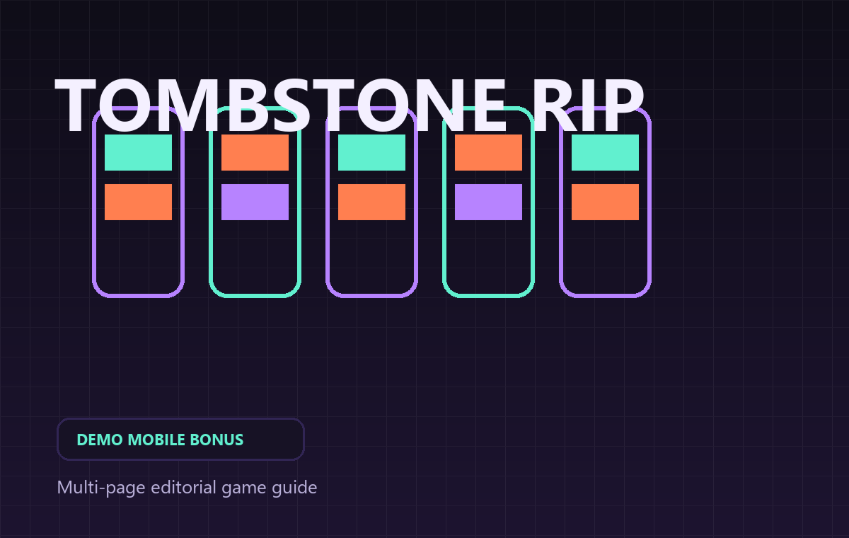 Tombstone RIP game cover for demo mode, mobile play and bonus access